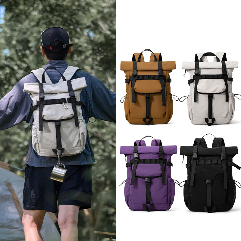 Foldable Rolling Luggage Bag - Nieuwe Heren Rolltop Uitbreidbare Reisrugzak Laptop