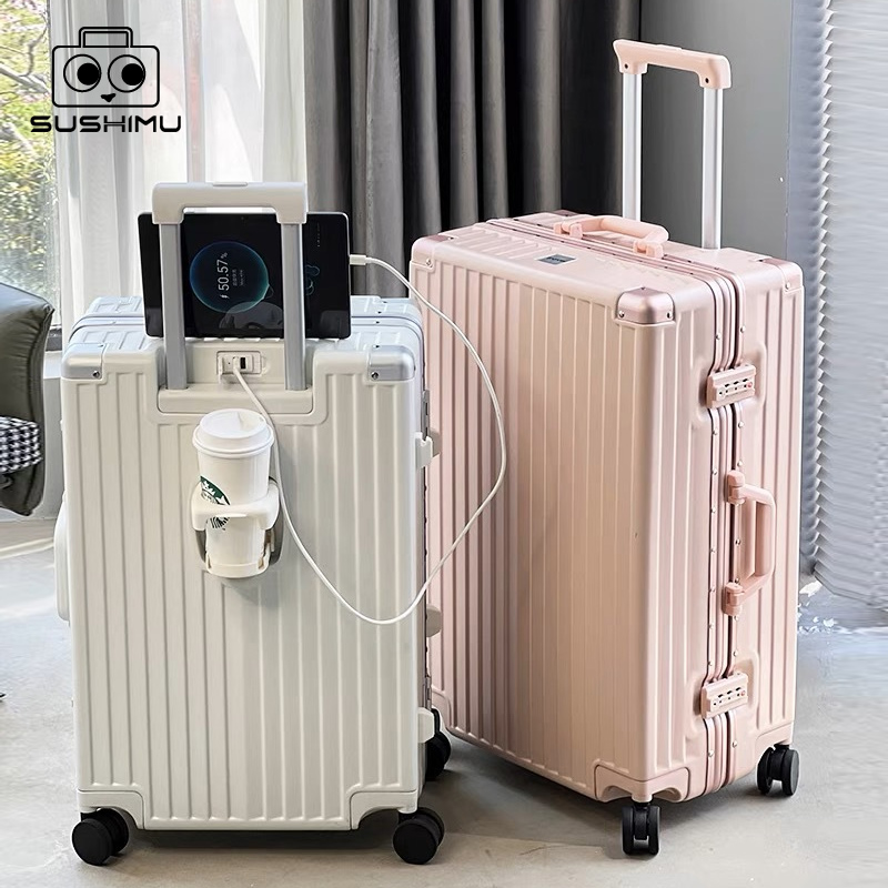 Spinner Wheel Rolling Suitcase 20 Inch - SUSHIMU Handbagage met bekertelefoonhouder Harde schaal
