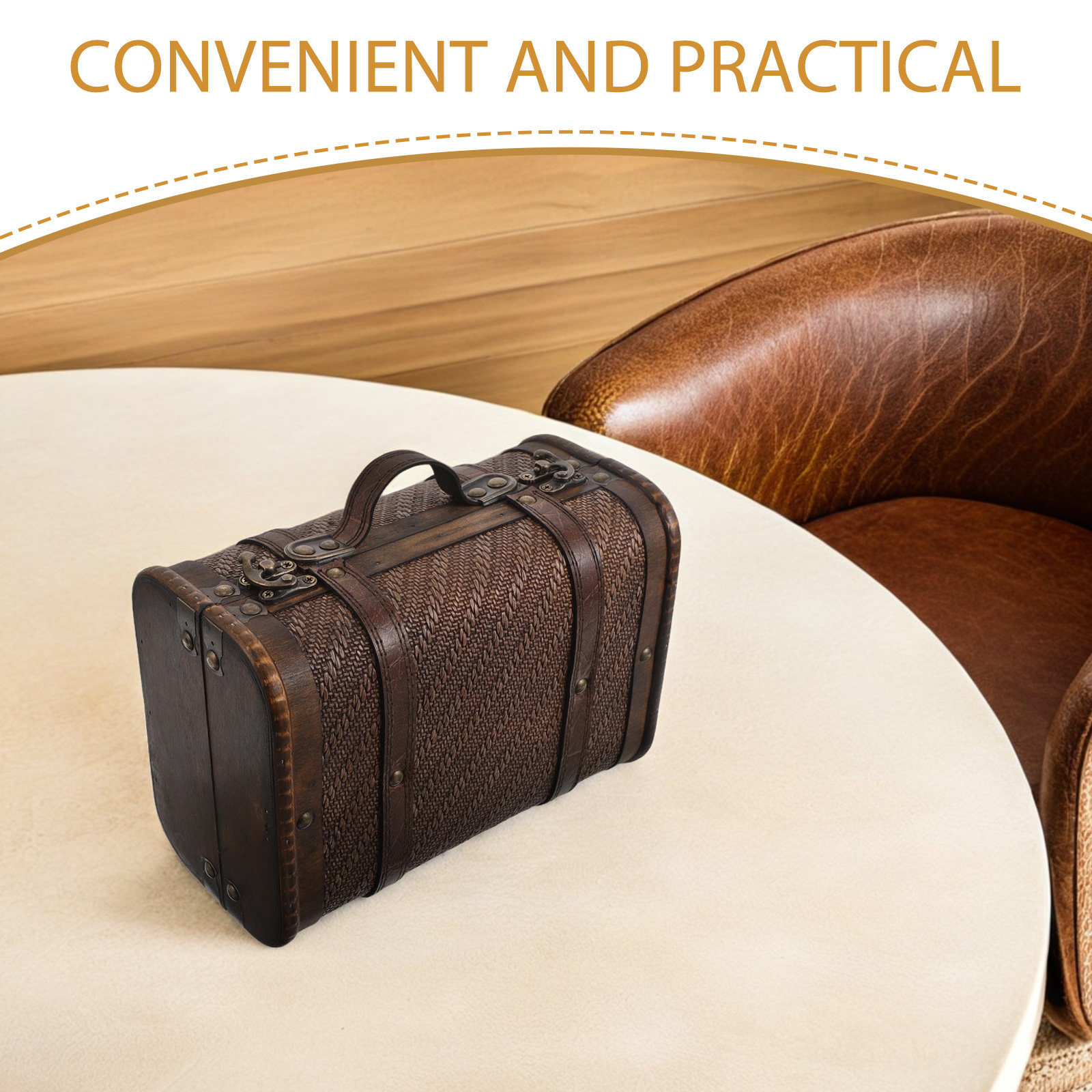 Houten vintage koffer decorati - Retro Vintage Trunk Suitcase recensie en prijs